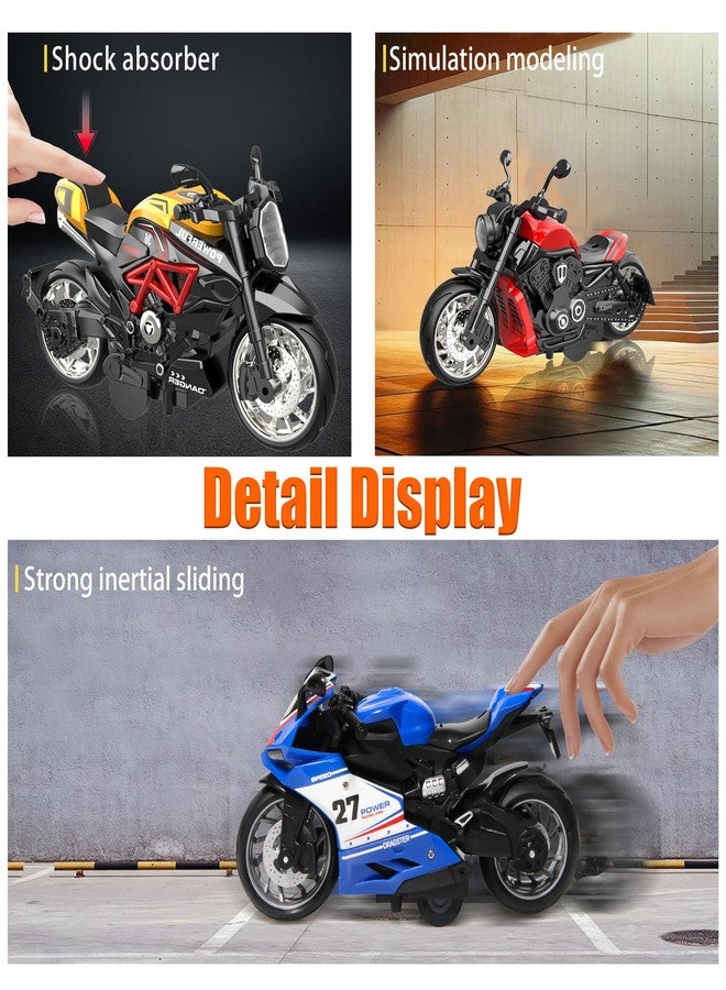 MLcnleS Alloy Metal Diecast Motorcycle Model Toy Set, 4 Pack of 1:12 Scale Die-Cast Motorcycles, Pull Back Function Toy Moto Bike for Kids Boys Girls and Collectors - Image 3